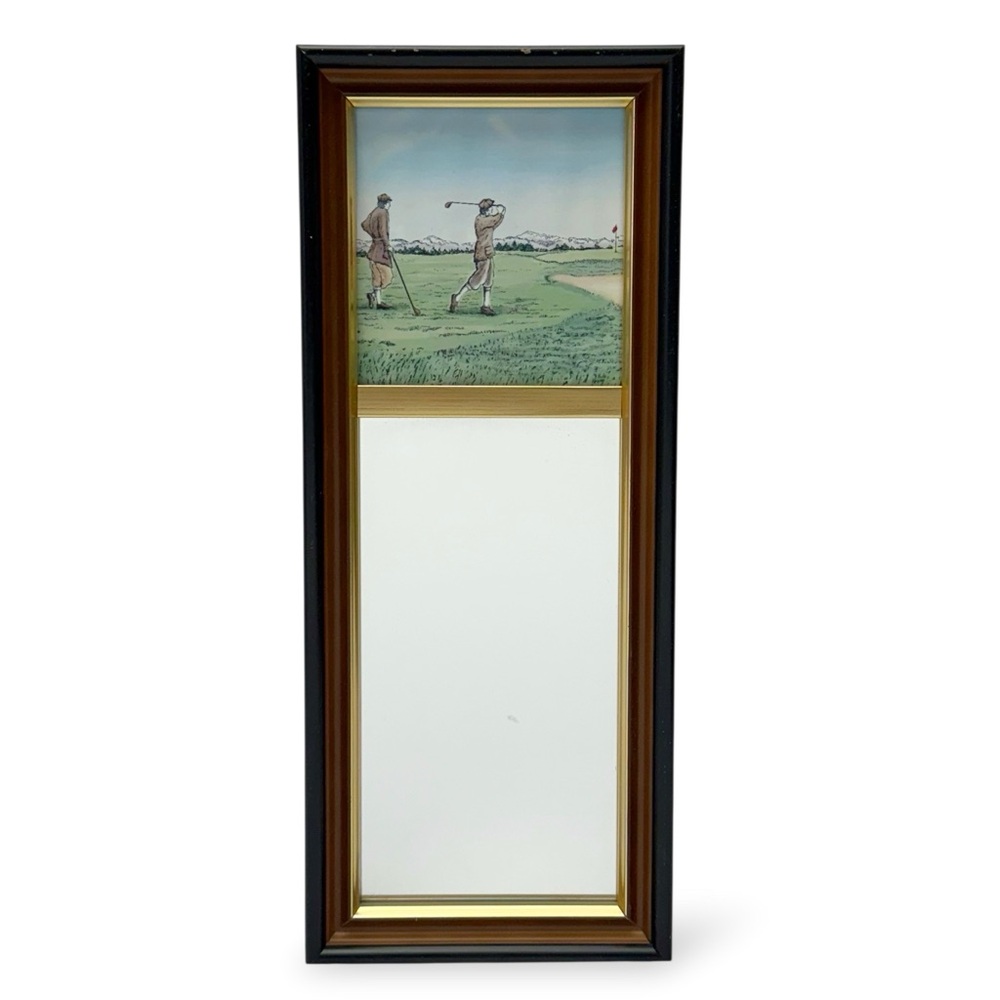 Vintage Barlow Designs Golf Art Print Wall Mirror Rectangular